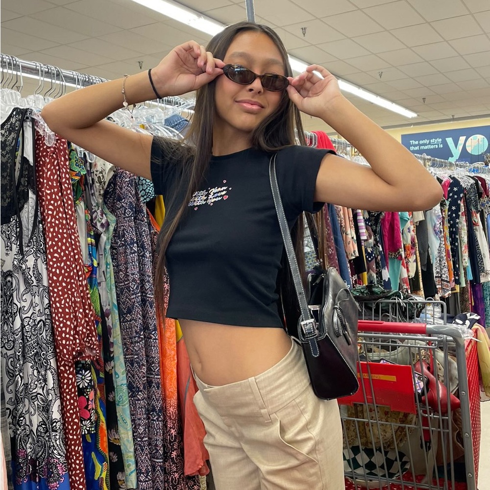 With Jean Black Baby Tee